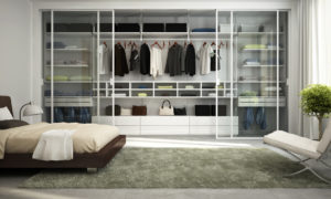 Modern wardrobe in bedroom